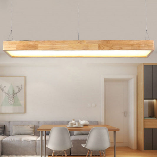 Wood Rectangle Island Lighting Fixture Modern Style LED Wooden Hanging Ceiling Light Clearhalo 'Ceiling Lights' 'Island Lights' 'Lighting' 2631237