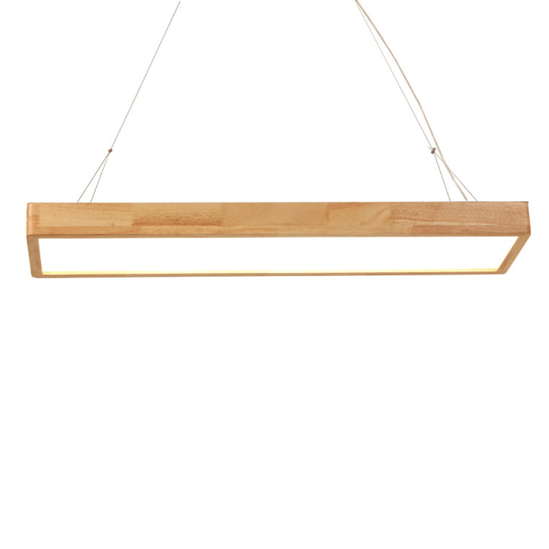 Wood Rectangle Island Lighting Fixture Modern Style LED Wooden Hanging Ceiling Light Wood Clearhalo 'Ceiling Lights' 'Island Lights' 'Lighting' 2631238