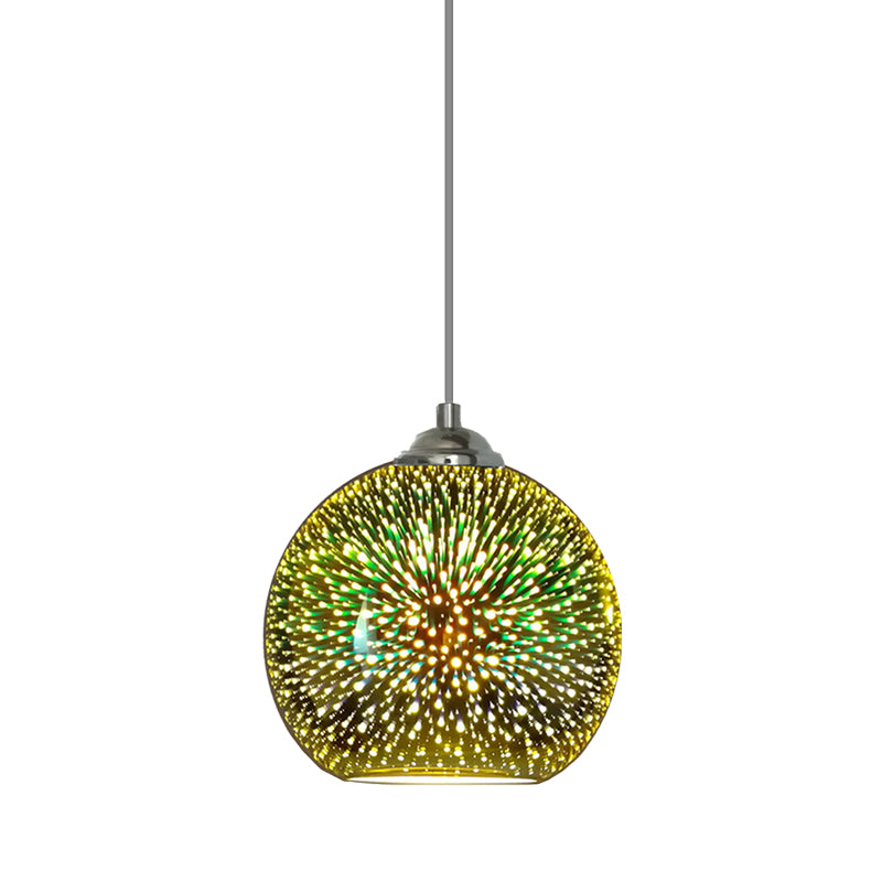 Globe Hanging Light Fixture Modern Gold/Copper 3D Glass 1 Head 8"/10" Wide Dining Room Pendant Lamp Clearhalo 'Ceiling Lights' 'Chandeliers' 'Glass shade' 'Glass' 'Modern Pendants' 'Modern' 'Pendant Lights' 'Pendants' Lighting' 263124