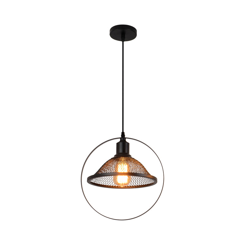 Black Bell/Barn/Cone Hanging Light Metal Wire Industrial 1 Bulb Indoor Suspension Light for Dining Table Black Bell Clearhalo 'Art Deco Pendants' 'Black' 'Cast Iron' 'Ceiling Lights' 'Ceramic' 'Crystal' 'Industrial Pendants' 'Industrial' 'Metal' 'Middle Century Pendants' 'Pendant Lights' 'Pendants' 'Rustic Pendants' 'Tiffany' Lighting' 263250