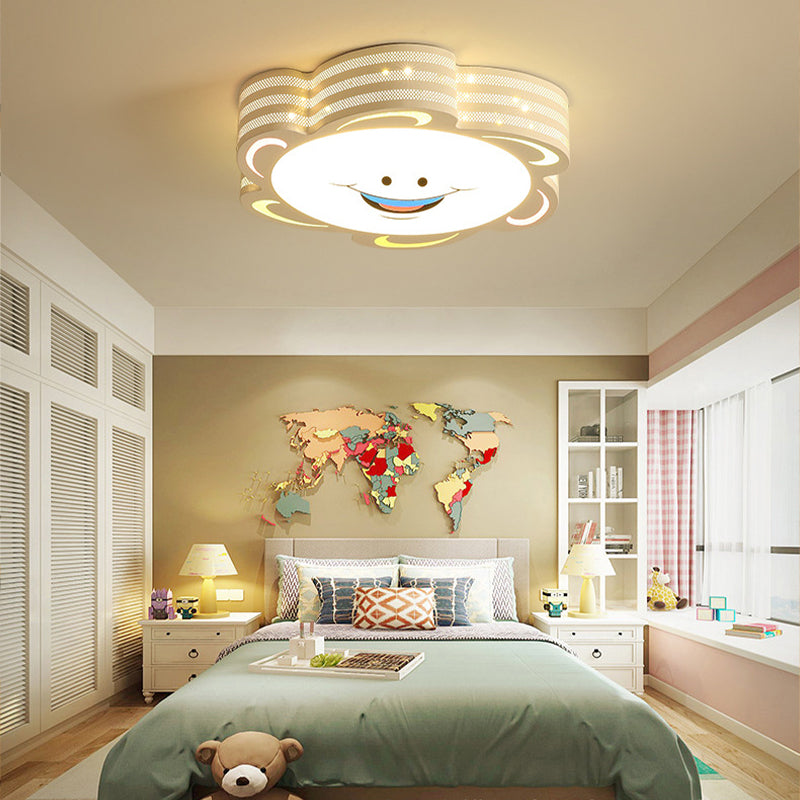 White Sun Flush Mount Fixture Cartoon Stylish LED Acrylic Flushmount Light in Warm/White/3 Color Light Clearhalo 'Ceiling Lights' 'Close To Ceiling Lights' 'Close to ceiling' 'Flush mount' Lighting' 263446
