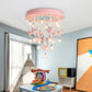 Resin Horse/Bird/Crane Ceiling Light Fixture Kids 13/16 Lights Blue/Pink Flush Mount Lighting with Clear Glass Shade Clearhalo 'Ceiling Lights' 'Close To Ceiling Lights' 'Close to ceiling' 'Flush mount' Lighting' 263569