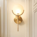 Milk Glass Oval Wall Light Colonialism 1 Bulb Brass Living Room Wall Sconce Lighting Clearhalo 'Wall Lamps & Sconces' 'Wall Lights' Lighting' 263626