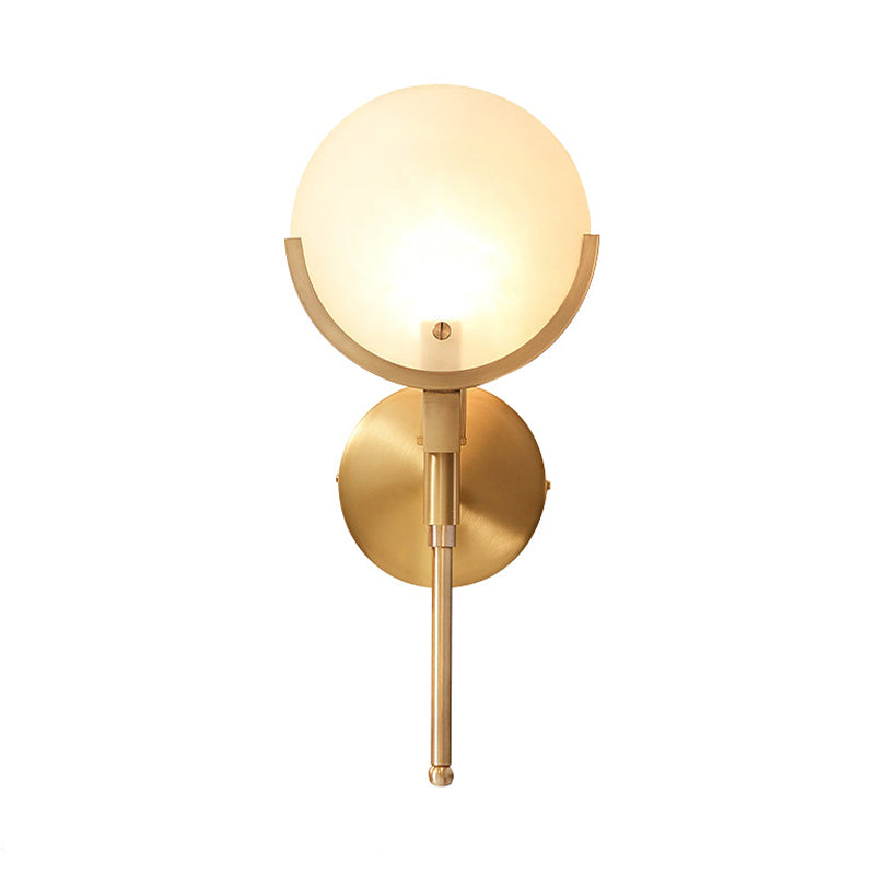 Milk Glass Oval Wall Light Colonialism 1 Bulb Brass Living Room Wall Sconce Lighting Clearhalo 'Wall Lamps & Sconces' 'Wall Lights' Lighting' 263629