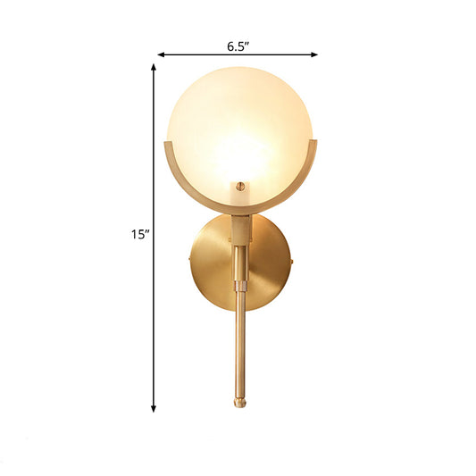 Milk Glass Oval Wall Light Colonialism 1 Bulb Brass Living Room Wall Sconce Lighting Clearhalo 'Wall Lamps & Sconces' 'Wall Lights' Lighting' 263630