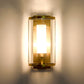 Gold Half-Cylinder Wall Lamp Colonial Clear Glass 1 Light Bedroom Wall Mount Lighting Clearhalo 'Wall Lamps & Sconces' 'Wall Lights' Lighting' 263651