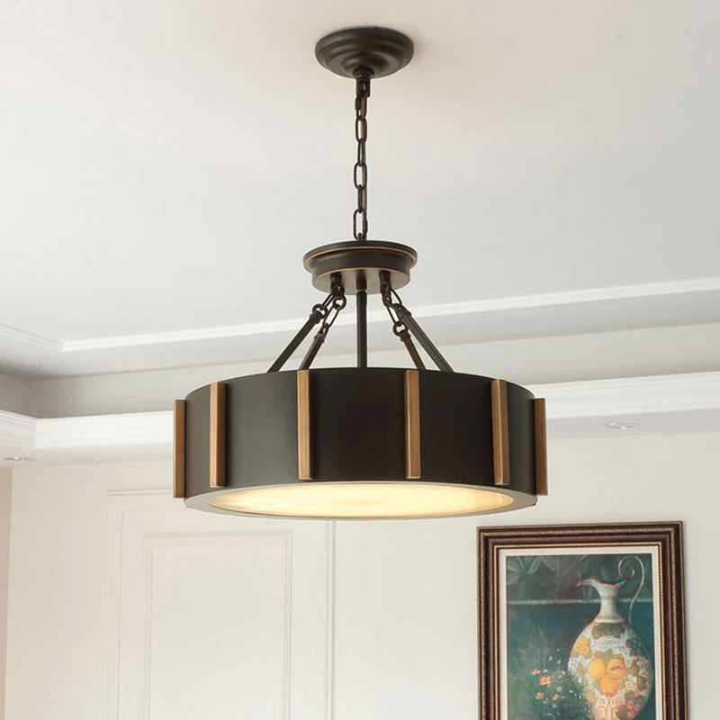 Iron Gear Drop Pendant 14"/18" Dia Traditional LED Black Hanging Ceiling Lamp, Warm Light Black Clearhalo 'Ceiling Lights' 'Close To Ceiling Lights' 'Glass shade' 'Glass' 'Pendant Lights' 'Pendants' Lighting' 263718