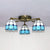 Conic Ceiling Fixture Vintage Stained Glass 3 Lights Flushmount Ceiling Light with Art Pattern Antique Bronze Sky Blue Square Clearhalo 'Ceiling Lights' 'Close To Ceiling Lights' 'Close to ceiling' 'Glass shade' 'Glass' 'Semi-flushmount' 'Tiffany close to ceiling' 'Tiffany' Lighting' 26374