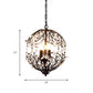 Traditional Floral Sphere Hanging Chandelier 3-Light Black/Bronze Iron Suspension Lamp with Crystal Accent Clearhalo 'Ceiling Lights' 'Chandeliers' 'Modern Chandeliers' 'Modern' Lighting' 263751