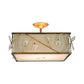 Flaxen 3 Lights Semi Flush Mount Lamp Rustic Fabric Cuboid Ceiling Mounted Light Clearhalo 'Ceiling Lights' 'Close To Ceiling Lights' 'Close to ceiling' 'Semi-flushmount' Lighting' 263761
