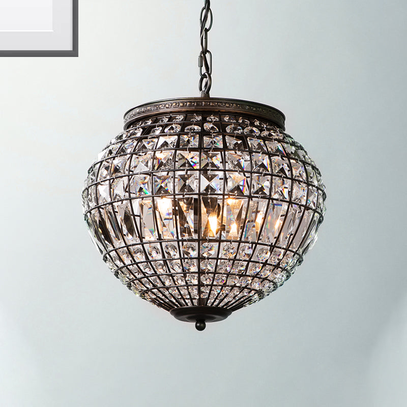 Disco Ball Pendulum Light Contemporary Crystal Shade 2-Light Black Bedroom Chandelier Pendant Clearhalo 'Ceiling Lights' 'Chandeliers' 'Industrial Chandeliers' 'Industrial' 'Middle Century Chandeliers' 'Tiffany' Lighting' 263778