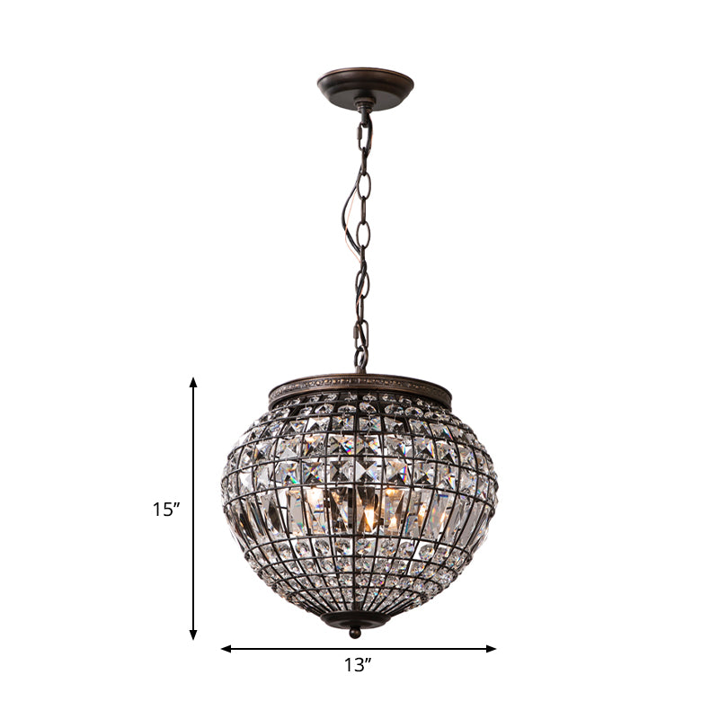 Disco Ball Pendulum Light Contemporary Crystal Shade 2-Light Black Bedroom Chandelier Pendant Clearhalo 'Ceiling Lights' 'Chandeliers' 'Industrial Chandeliers' 'Industrial' 'Middle Century Chandeliers' 'Tiffany' Lighting' 263782