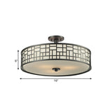 Black Circular Semi Flush Mount Chinese Style Metallic 4/3 Lights Flushmount Lighting, 16"/19.5"/23.5" Dia Clearhalo 'Ceiling Lights' 'Close To Ceiling Lights' 'Close to ceiling' 'Semi-flushmount' Lighting' 263806