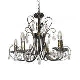 Bronze Curved Candle Chandelier French Style 6 Lights Iron Ceiling Lighting with Crystal Accent Clearhalo 'Ceiling Lights' 'Chandeliers' 'Industrial Chandeliers' 'Industrial' 'Middle Century Chandeliers' 'Tiffany' Lighting' 263817