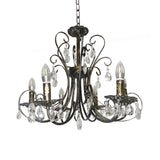 Bronze Curved Candle Chandelier French Style 6 Lights Iron Ceiling Lighting with Crystal Accent Clearhalo 'Ceiling Lights' 'Chandeliers' 'Industrial Chandeliers' 'Industrial' 'Middle Century Chandeliers' 'Tiffany' Lighting' 263817