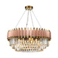 Layered Crystal Drop Pendant Modernism 8/12 Lights Pink and Gold Hanging Ceiling Light Clearhalo 'Ceiling Lights' 'Chandeliers' 'Modern Chandeliers' 'Modern' Lighting' 263908