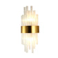2 Heads Bedroom Wall Mount Light Postmodern Gold Sconce Light with Cylinder Fluted Crystal Shade Clearhalo 'Modern wall lights' 'Modern' 'Wall Lamps & Sconces' 'Wall Lights' Lighting' 263931