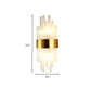 2 Heads Bedroom Wall Mount Light Postmodern Gold Sconce Light with Cylinder Fluted Crystal Shade Clearhalo 'Modern wall lights' 'Modern' 'Wall Lamps & Sconces' 'Wall Lights' Lighting' 263932