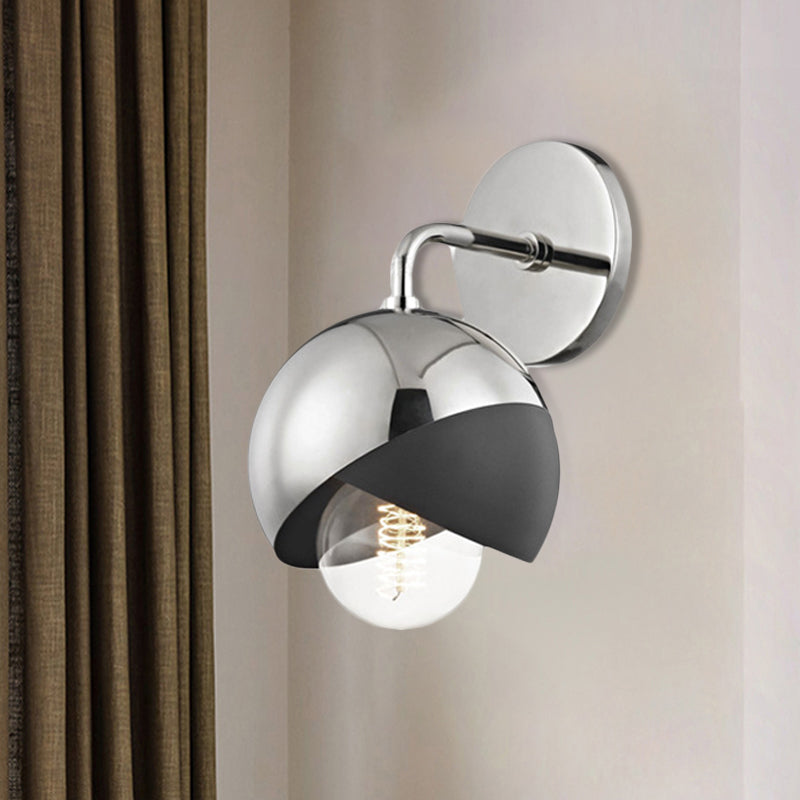 Chrome/Gold/Rose Gold Globe Open Bottom Wall Lamp Modernist Metal 1 Light Wall Mounted Lighting Chrome Clearhalo 'Wall Lamps & Sconces' 'Wall Lights' Lighting' 263939