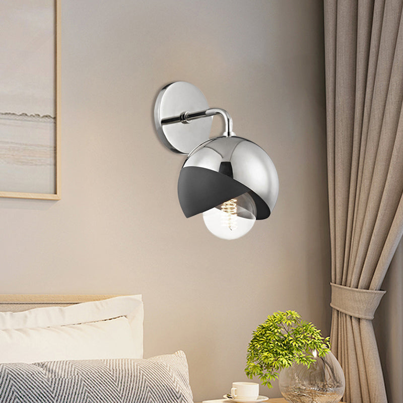 Chrome/Gold/Rose Gold Globe Open Bottom Wall Lamp Modernist Metal 1 Light Wall Mounted Lighting Clearhalo 'Wall Lamps & Sconces' 'Wall Lights' Lighting' 263941
