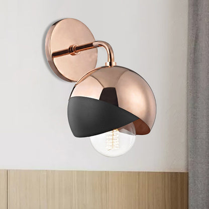 Chrome/Gold/Rose Gold Globe Open Bottom Wall Lamp Modernist Metal 1 Light Wall Mounted Lighting Rose Gold Clearhalo 'Wall Lamps & Sconces' 'Wall Lights' Lighting' 263944