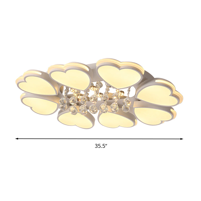 Modern Heart Shape Ceiling Light Acrylic 8-Head LED Flush Mount Light with Crystal Drop, Warm/White Light Clearhalo 'Ceiling Lights' 'Close To Ceiling Lights' 'Close to ceiling' 'Flush mount' Lighting' 263977