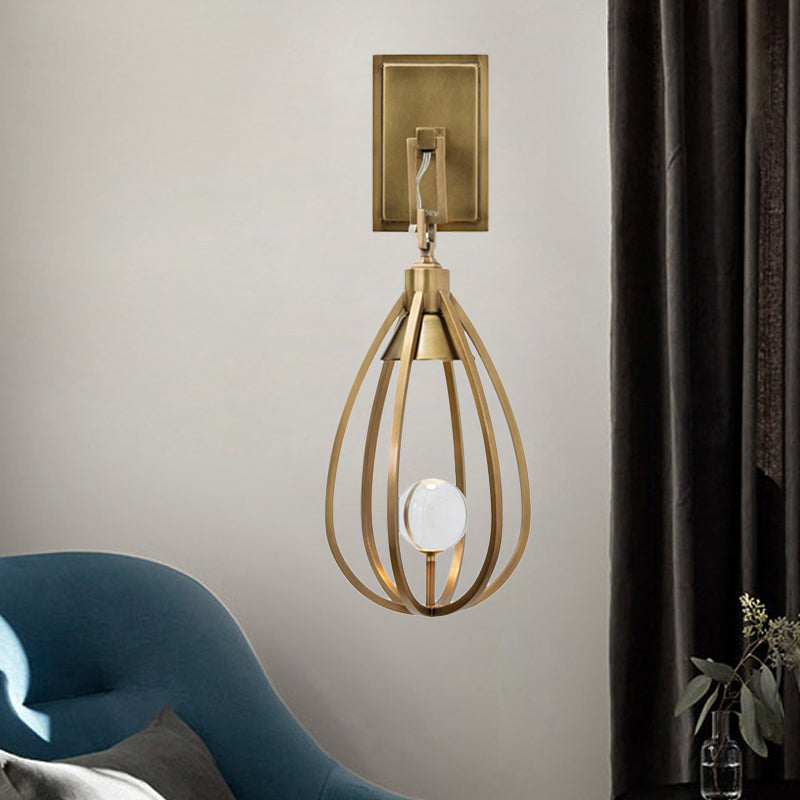 1 Head Metallic Surface Wall Sconce Modern Gold Finish Wire Teardrop Wall Mount Light Clearhalo 'Wall Lamps & Sconces' 'Wall Lights' Lighting' 263984