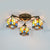 Blue/Clear Small House Ceiling Light Tiffany Stained Glass 3 Lights Flush Mount Ceiling Light for Bedroom Clear Clearhalo 'Ceiling Lights' 'Close To Ceiling Lights' 'Close to ceiling' 'Glass shade' 'Glass' 'Semi-flushmount' 'Tiffany close to ceiling' 'Tiffany' Lighting' 26408
