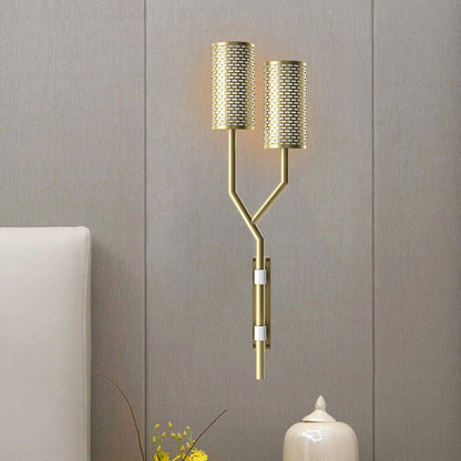 Tubular Metal Wall Light Sconce Colonial 2-Light Indoor Wall Mounted Lamp in Black/White White Clearhalo 'Wall Lamps & Sconces' 'Wall Lights' Lighting' 264133