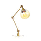 Industrial Global Table Lamp Amber/Clear Glass 1 Light Restaurant Table Light with Adjustable Arm in Black/Brass Finish Clearhalo 'Lamps' 'Table Lamps' Lighting' 264175