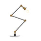 Industrial Global Table Lamp Amber/Clear Glass 1 Light Restaurant Table Light with Adjustable Arm in Black/Brass Finish Clearhalo 'Lamps' 'Table Lamps' Lighting' 264245