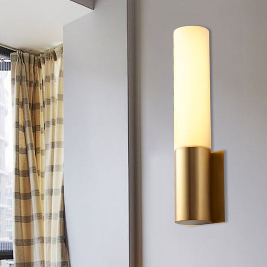 1 Bulb Cylinder Surface Wall Sconce Simplicity Gold Finish Acrylic Indoor Wall Lighting Clearhalo 'Wall Lamps & Sconces' 'Wall Lights' Lighting' 264268