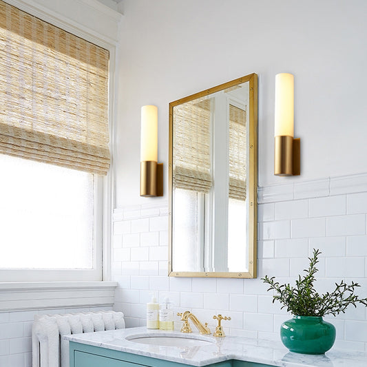 1 Bulb Cylinder Surface Wall Sconce Simplicity Gold Finish Acrylic Indoor Wall Lighting Clearhalo 'Wall Lamps & Sconces' 'Wall Lights' Lighting' 264269