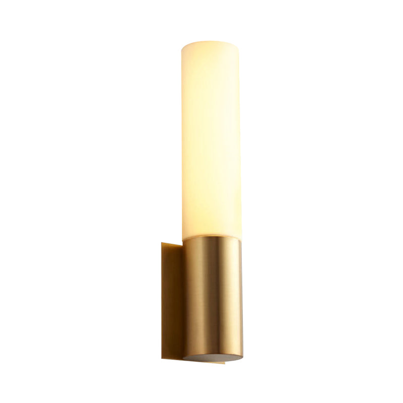 1 Bulb Cylinder Surface Wall Sconce Simplicity Gold Finish Acrylic Indoor Wall Lighting Clearhalo 'Wall Lamps & Sconces' 'Wall Lights' Lighting' 264270