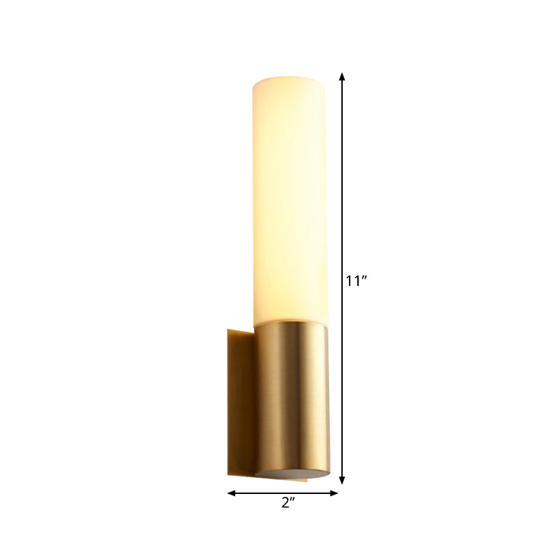 1 Bulb Cylinder Surface Wall Sconce Simplicity Gold Finish Acrylic Indoor Wall Lighting Clearhalo 'Wall Lamps & Sconces' 'Wall Lights' Lighting' 264271