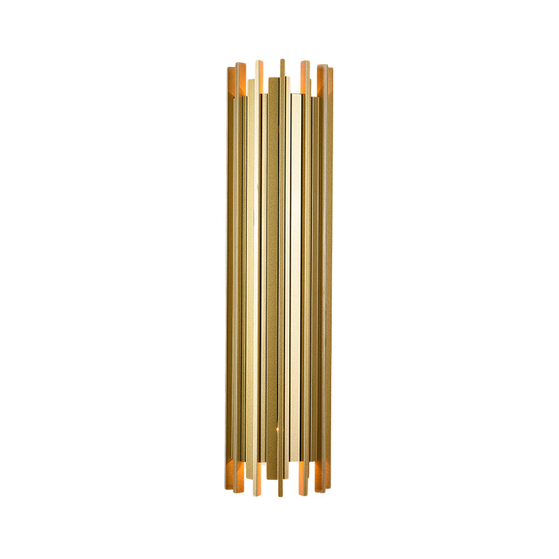2 Bulbs Cylindrical Wall Lamp Contemporary Gold Finish Iron Sconce Lighting, 19.5"/31.5" H Clearhalo 'Wall Lamps & Sconces' 'Wall Lights' Lighting' 264376