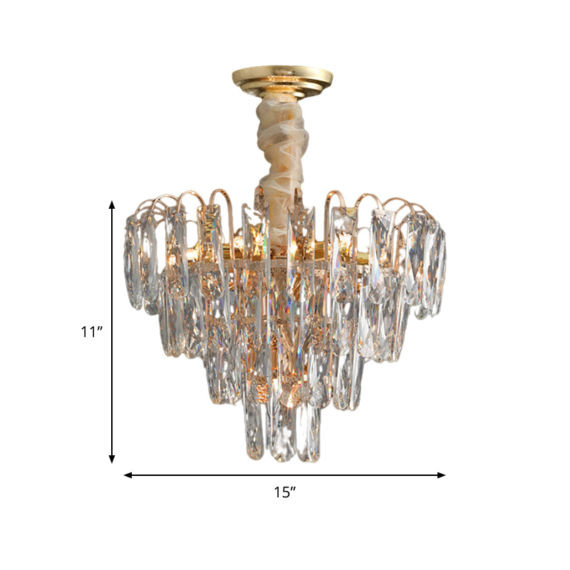 Clear/Smoke Gray Crystal Tiered Chandelier Lamp Modern 7-Light Bedroom Pendant Light Kit Clearhalo 'Ceiling Lights' 'Chandeliers' 'Clear' 'Industrial' 'Modern Chandeliers' 'Modern' 'Tiffany' 'Traditional Chandeliers' Lighting' 264403