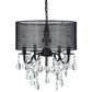 Traditional 5 Lights Hanging Chandelier Black Round Fabric Pendant Light Fixture with Crystal Accent Clearhalo 'Ceiling Lights' 'Chandeliers' 'Modern Chandeliers' 'Modern' Lighting' 264484
