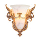 Bell Frosted Glass Wall Sconce Colonial 1 Bulb Living Room Flush Mount Wall Light in White/Gold/White and Gold Clearhalo 'Wall Lamps & Sconces' 'Wall Lights' Lighting' 264712