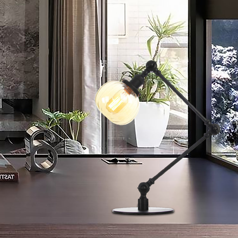Amber/Clear Glass Global Table Lighting Vintage Stylish 1 Light Black/Bronze Finish Table Lamp for Bedroom Black Amber A Clearhalo 'Lamps' 'Table Lamps' Lighting' 264732