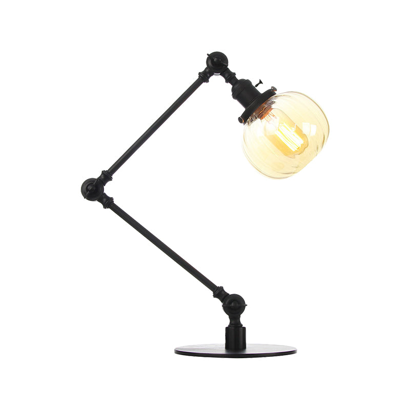 Amber/Clear Glass Global Table Lighting Vintage Stylish 1 Light Black/Bronze Finish Table Lamp for Bedroom Clearhalo 'Lamps' 'Table Lamps' Lighting' 264734