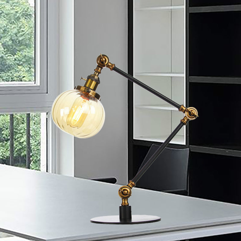 Amber/Clear Glass Global Table Lighting Vintage Stylish 1 Light Black/Bronze Finish Table Lamp for Bedroom Brass Amber A Clearhalo 'Lamps' 'Table Lamps' Lighting' 264737