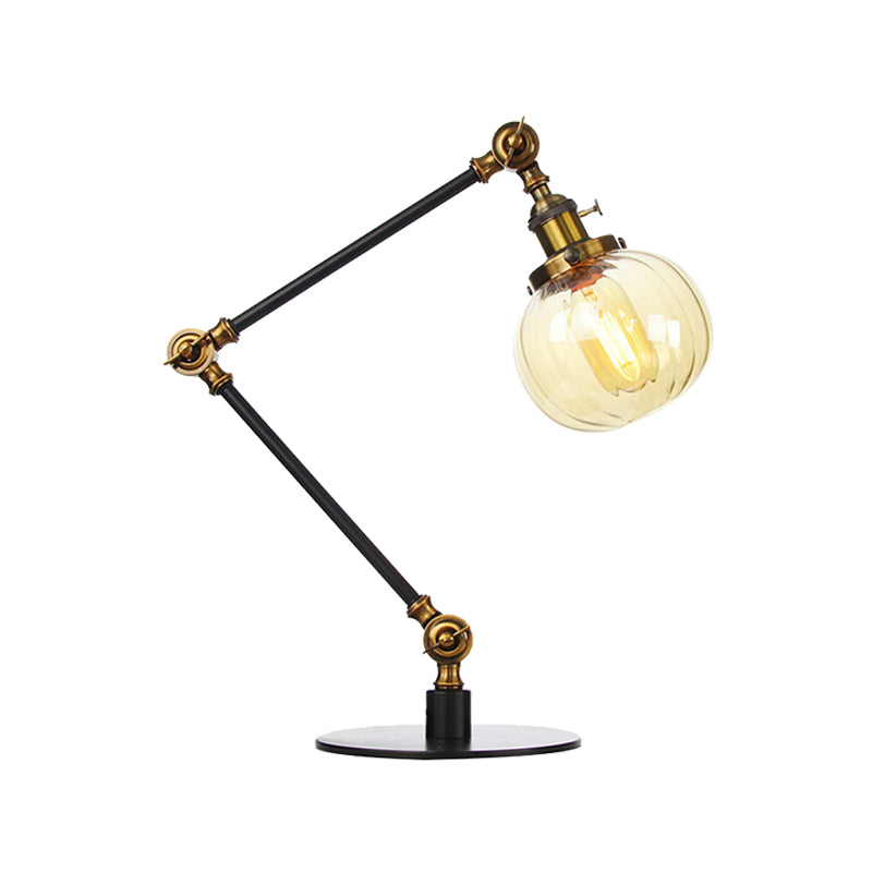 Amber/Clear Glass Global Table Lighting Vintage Stylish 1 Light Black/Bronze Finish Table Lamp for Bedroom Clearhalo 'Lamps' 'Table Lamps' Lighting' 264740