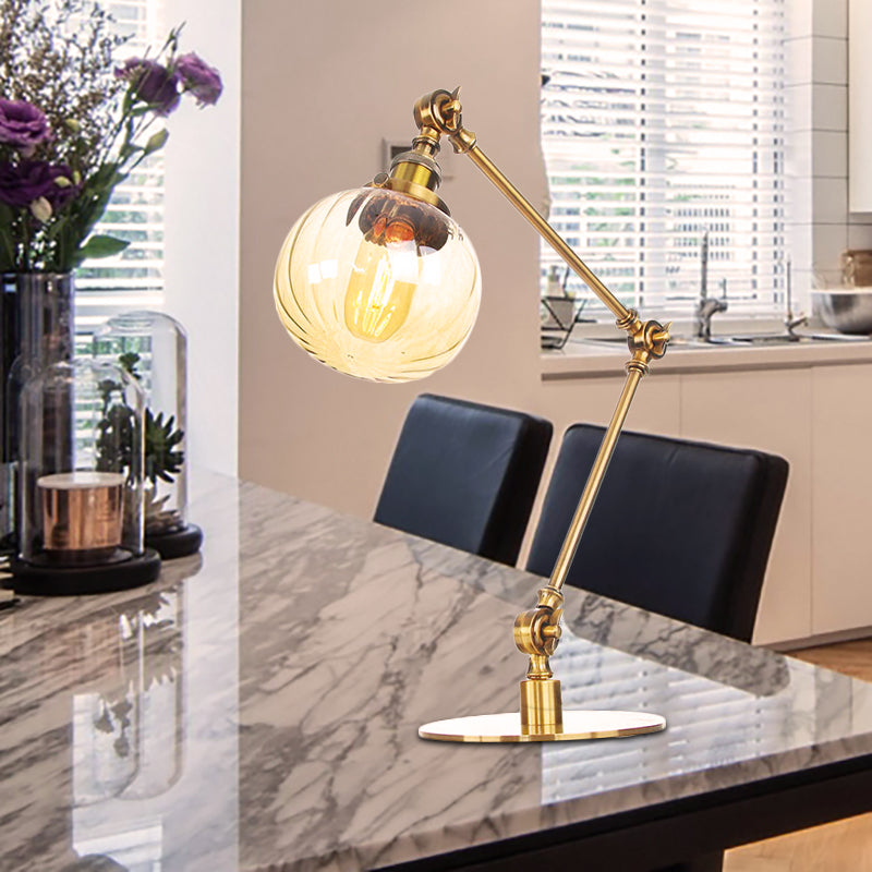 Amber/Clear Glass Global Table Lighting Vintage Stylish 1 Light Black/Bronze Finish Table Lamp for Bedroom Gold Amber A Clearhalo 'Lamps' 'Table Lamps' Lighting' 264742