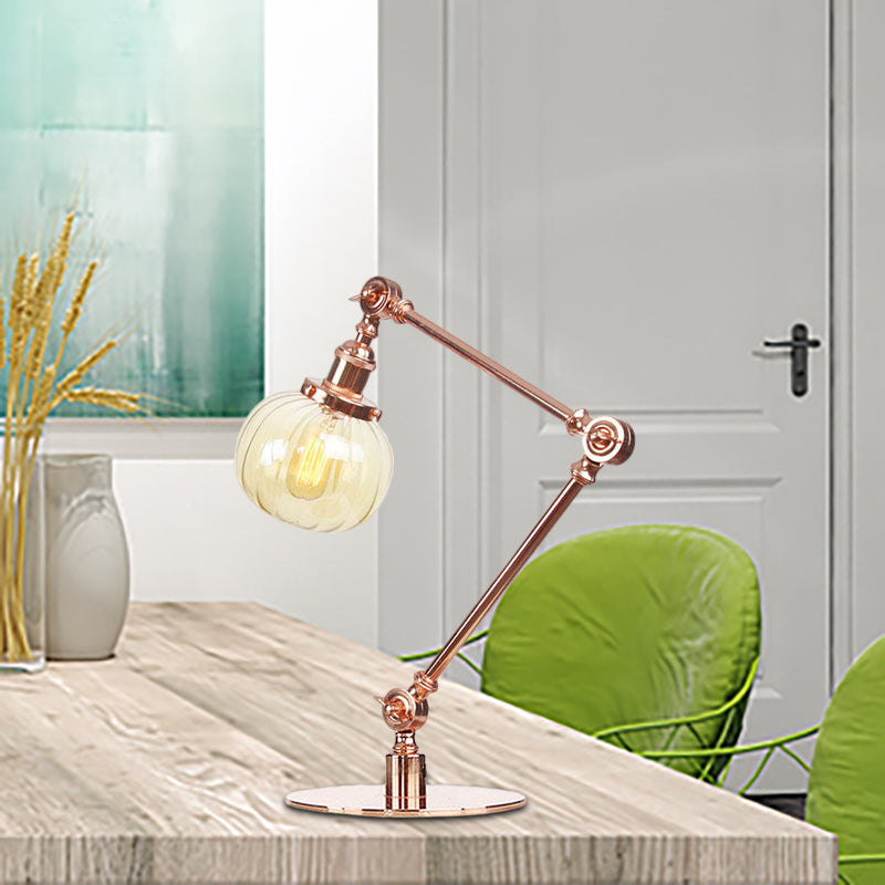 Amber/Clear Glass Global Table Lighting Vintage Stylish 1 Light Black/Bronze Finish Table Lamp for Bedroom Copper Amber A Clearhalo 'Lamps' 'Table Lamps' Lighting' 264748