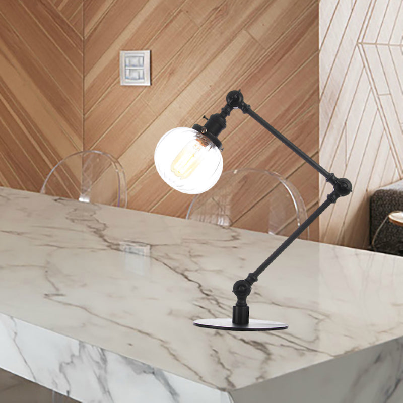 Amber/Clear Glass Global Table Lighting Vintage Stylish 1 Light Black/Bronze Finish Table Lamp for Bedroom Black Clear A Clearhalo 'Lamps' 'Table Lamps' Lighting' 264758