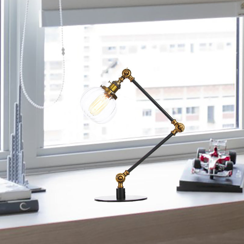 Amber/Clear Glass Global Table Lighting Vintage Stylish 1 Light Black/Bronze Finish Table Lamp for Bedroom Brass Clear A Clearhalo 'Lamps' 'Table Lamps' Lighting' 264763