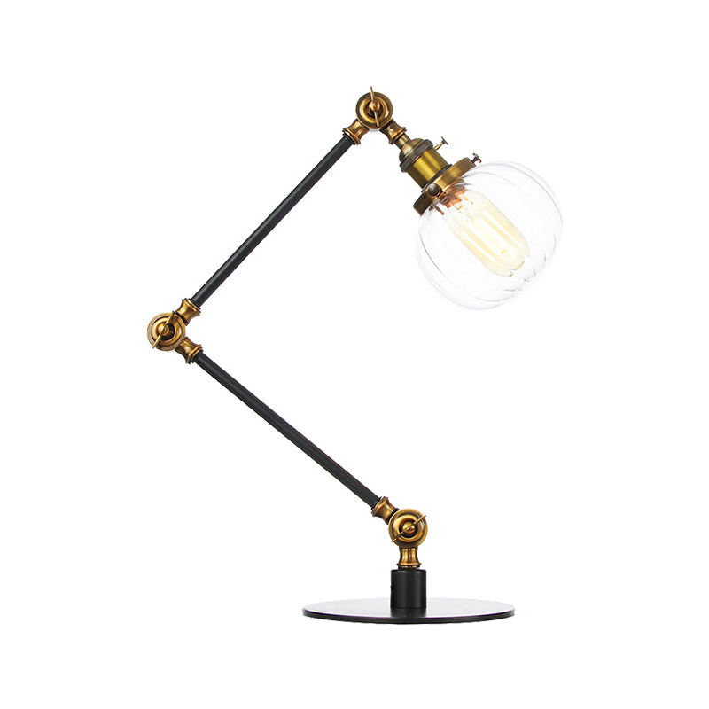 Amber/Clear Glass Global Table Lighting Vintage Stylish 1 Light Black/Bronze Finish Table Lamp for Bedroom Clearhalo 'Lamps' 'Table Lamps' Lighting' 264765