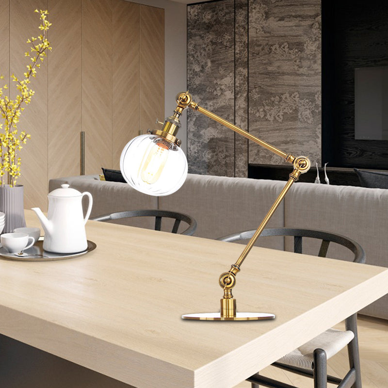 Amber/Clear Glass Global Table Lighting Vintage Stylish 1 Light Black/Bronze Finish Table Lamp for Bedroom Gold Clear A Clearhalo 'Lamps' 'Table Lamps' Lighting' 264767