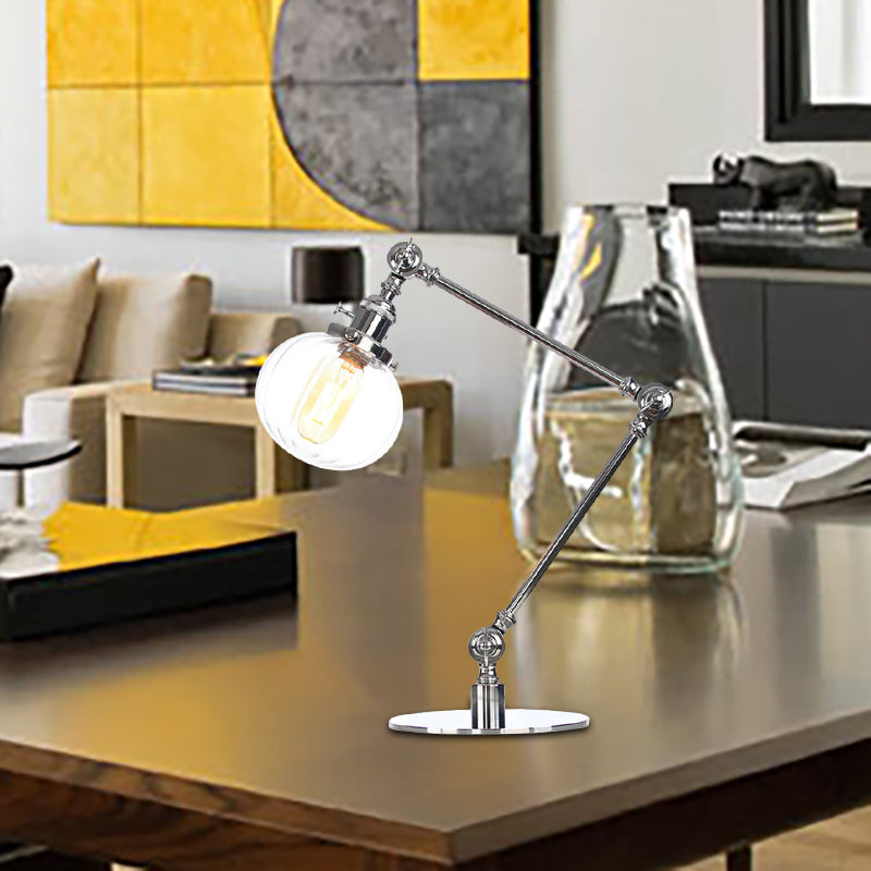 Amber/Clear Glass Global Table Lighting Vintage Stylish 1 Light Black/Bronze Finish Table Lamp for Bedroom Chrome Clear A Clearhalo 'Lamps' 'Table Lamps' Lighting' 264778